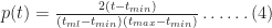 p(t)=\frac{2(t-t_{min})}{(t_{ml}-t_{min})(t_{max}-t_{min})}\dots\ldots(4)