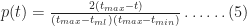 p(t)=\frac{2(t_{max}-t)}{(t_{max}-t_{ml})(t_{max}-t_{min})}\dots\ldots(5)