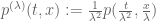 p^{(\lambda)}(t,x) := \frac{1}{\lambda^2} p( \frac{t}{\lambda^2}, \frac{x}{\lambda} )