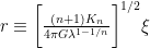 r \equiv \bigg[ \frac{(n+1)K_n}{4\pi G \lambda ^{1-1/n} } \bigg]^{1/2} \xi