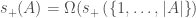 s_{+}(A) = \Omega(s_{+}\left(\left\{1,\ldots,|A|\right\}\right)
