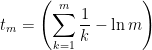t_m = \displaystyle \left( \sum_{k=1}^m \frac{1}{k} - \ln m \right)