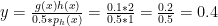y = \frac{g(x)h(x)}{0.5*p_h(x)} = \frac{0.1*2}{0.5*1} = \frac{0.2}{0.5} = 0.4